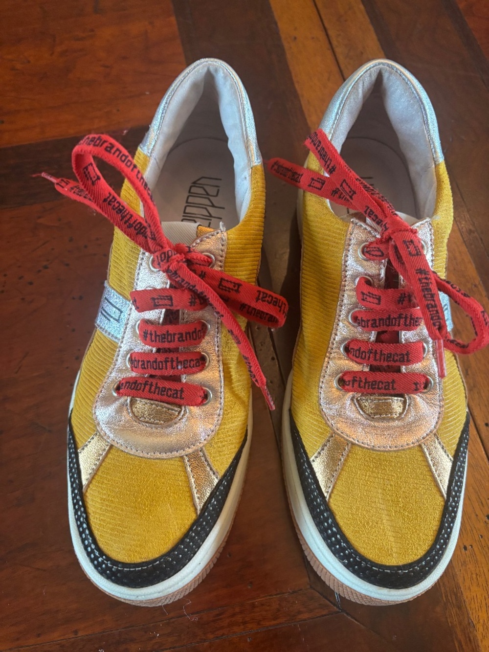 P448 Yellow Corduroy and Metallic Sneakers